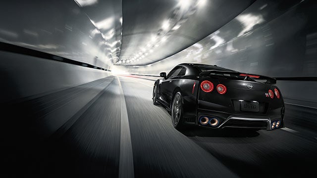 2023 Nissan GT-R seen from behind driving through a tunnel | Empire Nissan of Hillside in Hillside NJ